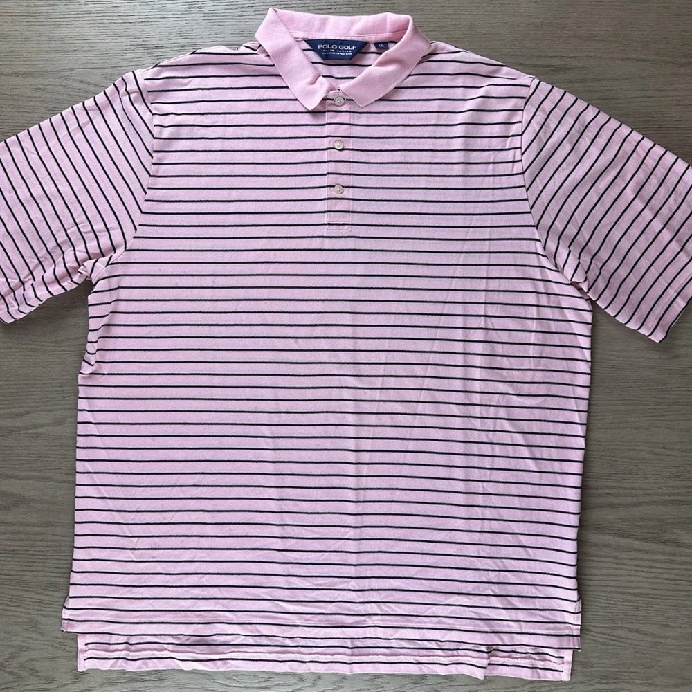 Polo Golf Ralph Lauren Pink Striped Golf Polo Shirt Mens XL Cotton